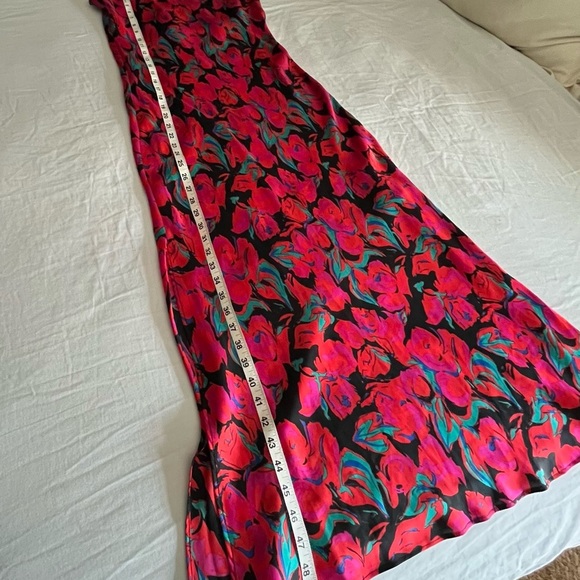 TOPSHOP Floral Vibrant Spaghetti Strap Cocktail on the Bias Maxi Dress sz 8 EUC - Picture 8 of 15